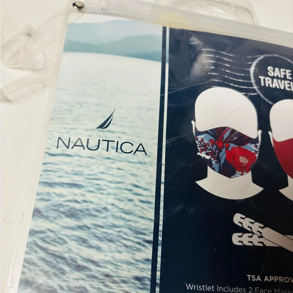 BEAUTIFUL 2 Packs Nautica Floral & Solid Reusable Face Mask w/ extenders 4 masks
